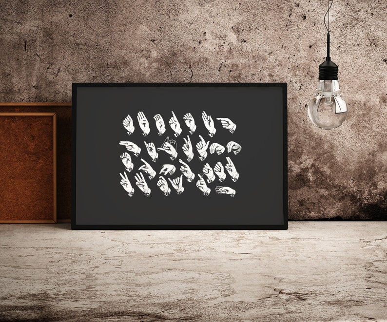Vintage Sign Language Print Sign Language Poster Etsy