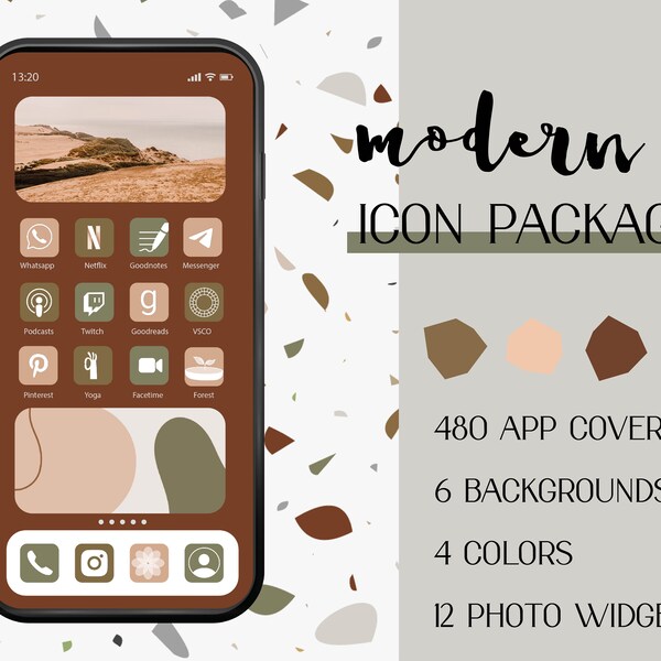 IOS 14 App Icons | Widget Cover | Theme - modern, abstract, terrazzo inklusive bonus content