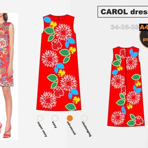 Carol Dress- 34-36-38-Sewing Pattern-PDF A4-Inspired by  Carolina Herrera Collection