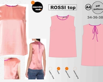 Rossi Top-34-36-38-Sewing Pattern-PDF A4-Inspired by Roksanda Collection