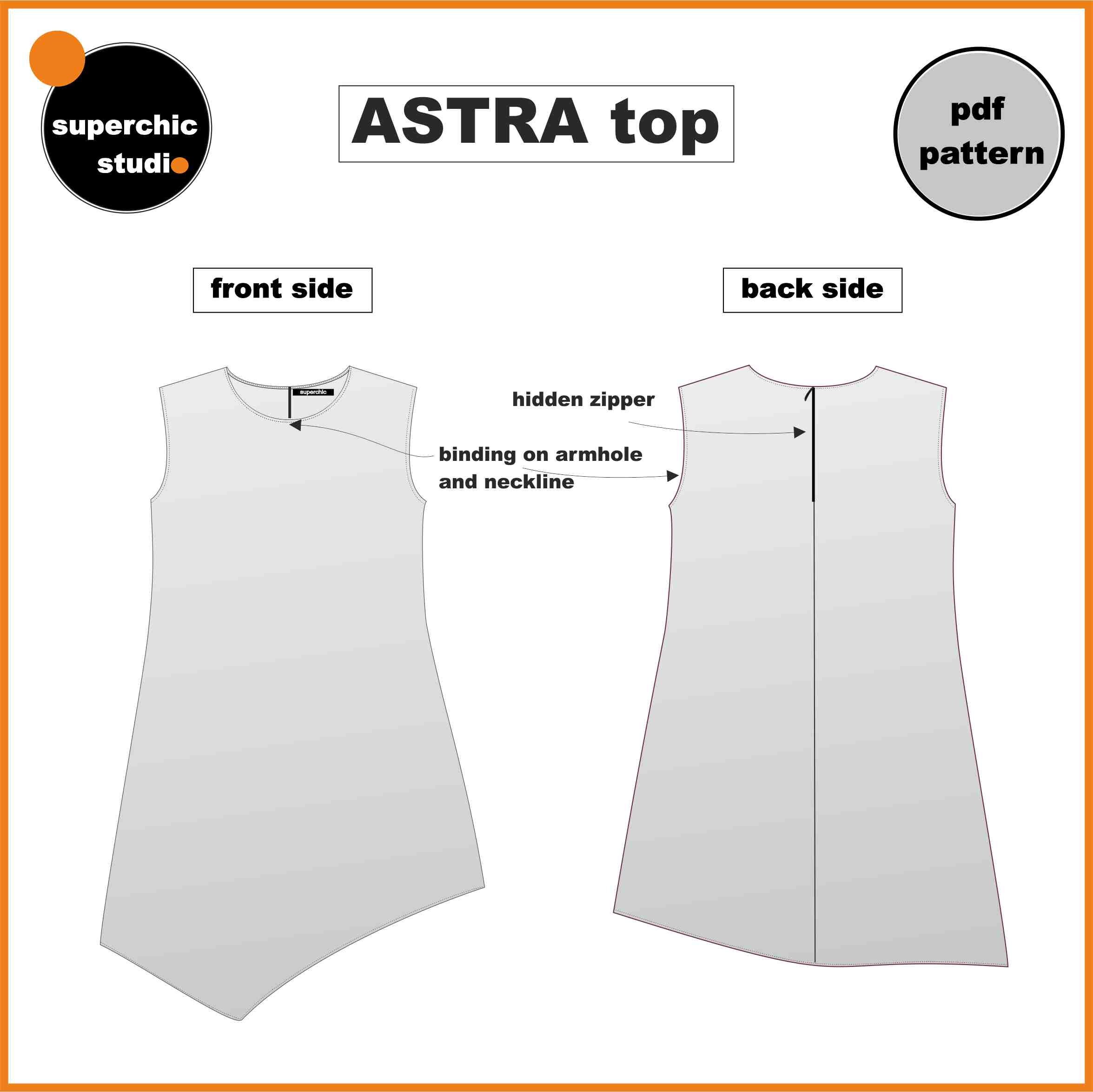ASTRA Top PDF Sewing Pattern A0 Copyshop Sizes 40-42-44 | Etsy