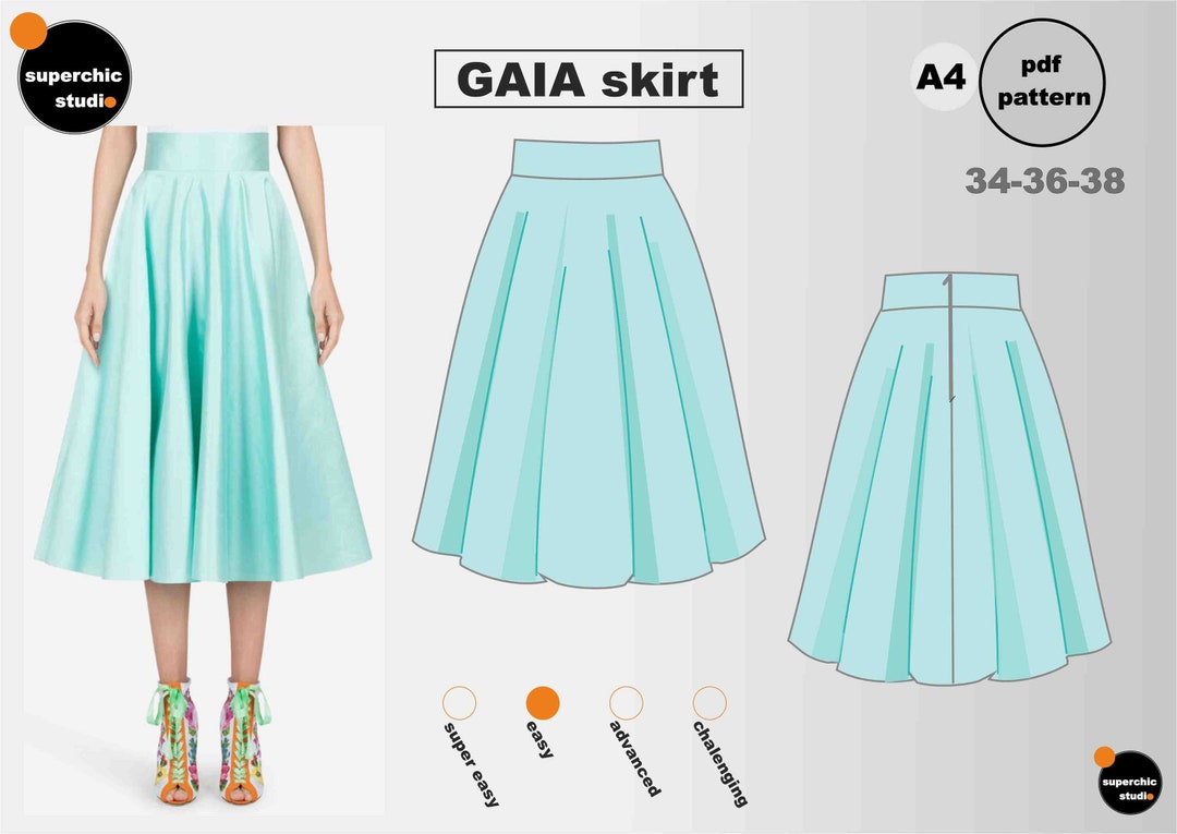 GAIA Skirt-34-36-38-sewing Pattern-pdf A4 - Etsy