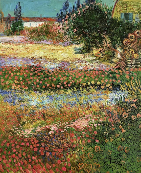 Flower Garden Van Gogh Oil Painting Reproduction, Hand-painted in