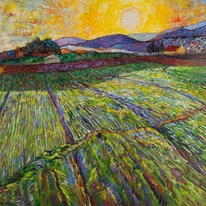 Wheat Field at Sunrise Van Gogh oil painting reproduction, hand-painted in oil on canvas