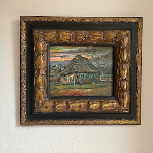The Cottage framed Van Gogh reproduction, hand-painted in oil on canvas
