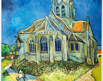 手描きのゴッホの絵画：オーヴェルの教会、キャンバスに油彩 - Etsy 日本