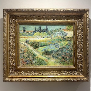 Garden at Arles framed Van Gogh reproduction, hand-painted in oil on canvas