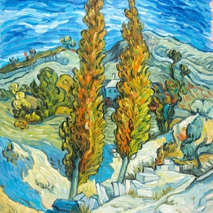 Two Poplars in the Alpilles near Saint-Rémy Van Gogh oil painting reproduction, hand-painted in oil on canvas