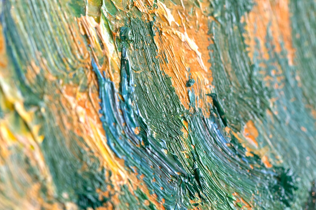 セントポール病院の背後にある山の風景、ゴッホの油絵複製、キャンバス