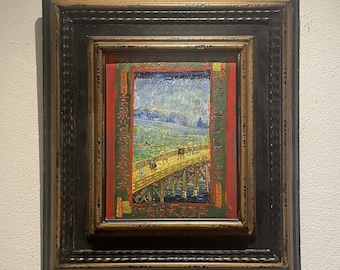 Puente bajo la lluvia Reproducción enmarcada de Van Gogh, pintada a mano al óleo sobre lienzo