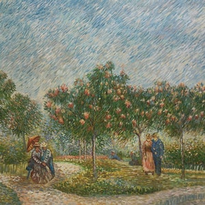 Garden Courting Couples, hand-painted Van Gogh replica, oil on canvas.