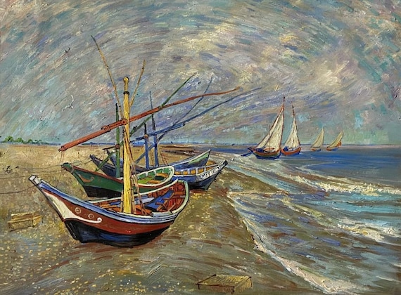 Harold Edward Collin, Barche da pesca, anni '60, dipinto ad olio vintage, con cornice in vendita su