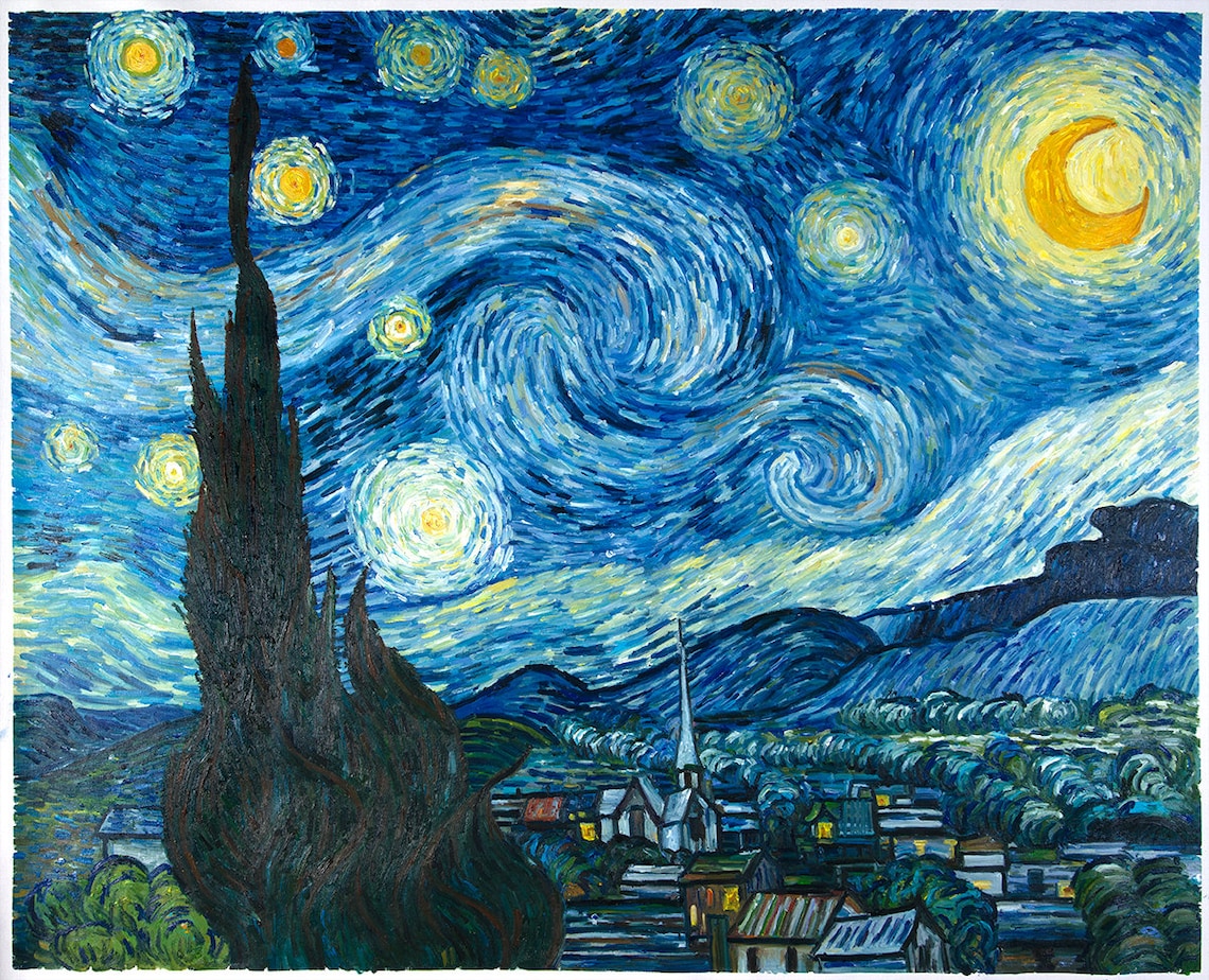 Het schilderen van de Sterrennacht van Van Gogh | Etsy