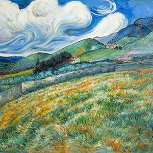 Mountain landscape behind St. Paul Hospital Van Gogh oil painting reproduction, hand-painted in oil on canvas