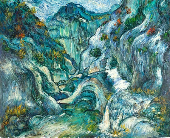 油絵手描きスペインの画家ラザーロッテ　作品油絵カンバスに制作 ペールレ渓谷のゴッホの油絵複製、キャンバスに手描きの油彩 - Etsy 日本