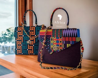 2 African Bag, Ankara bag, women bag, Handmade bag,Handbag, office bag, Gift, unique bag, African print bag,Custom bag, African ankara bag