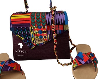 African Sandals, Leather Sandals, maasai Sandals, Matching sandals and handbag, Women sandals,women handbag, African bag, Ankara bag, Jute