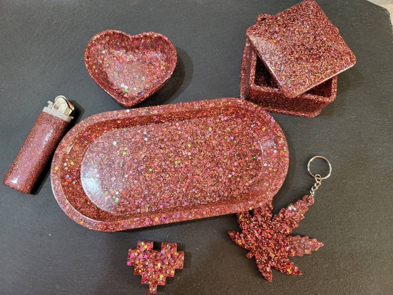 Rose gold mini rolling tray set Etsy