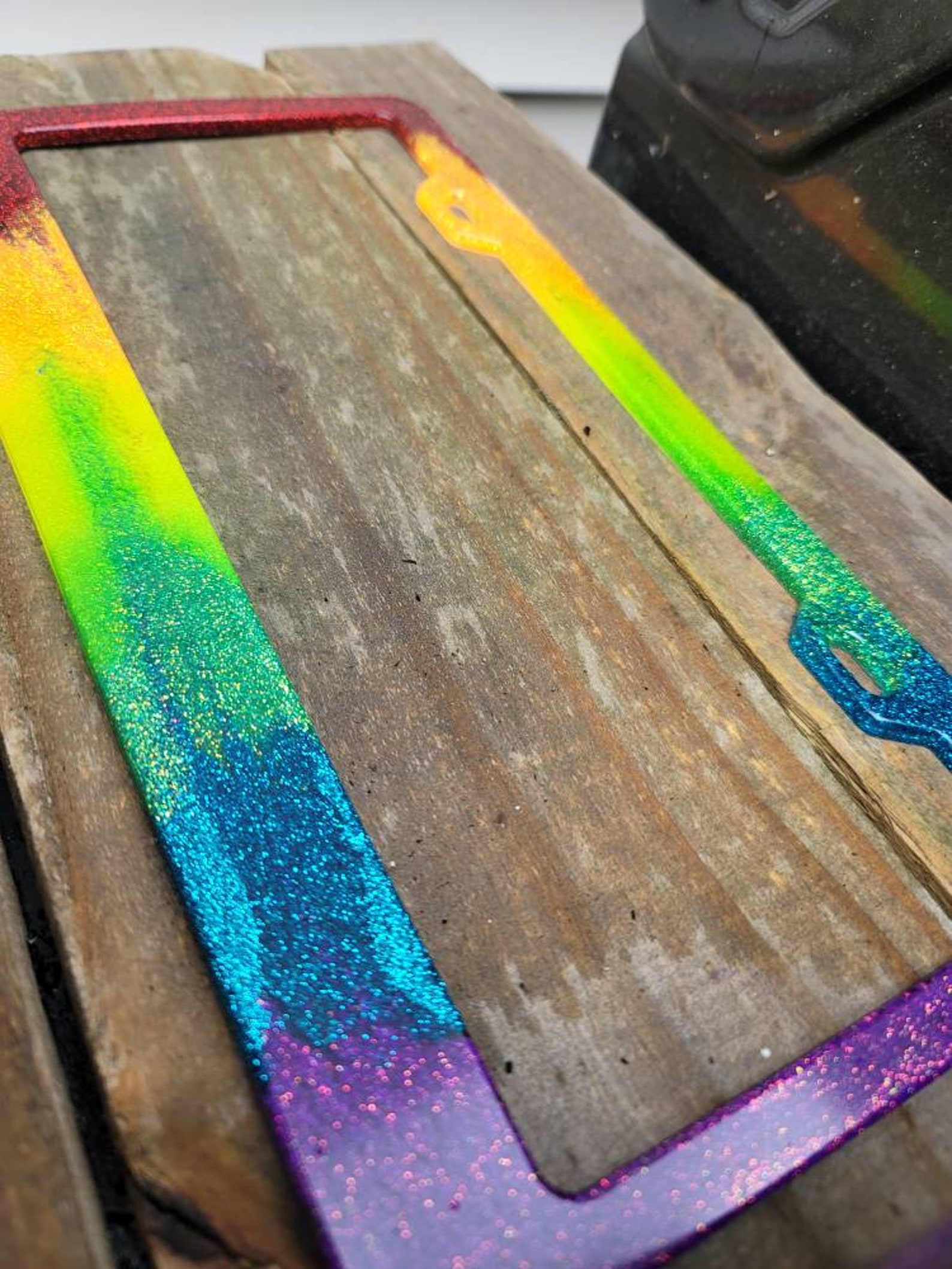 Rainbow license plate frame | Etsy