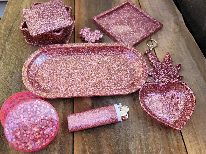 Rose gold mini rolling tray set Etsy