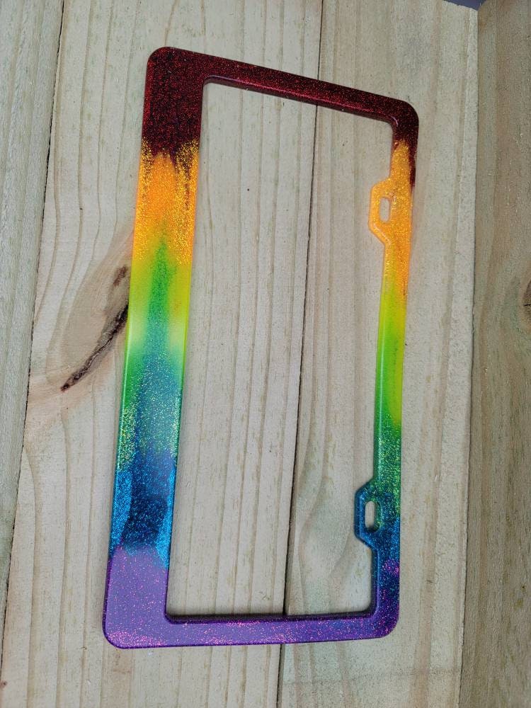 Rainbow license plate frame | Etsy