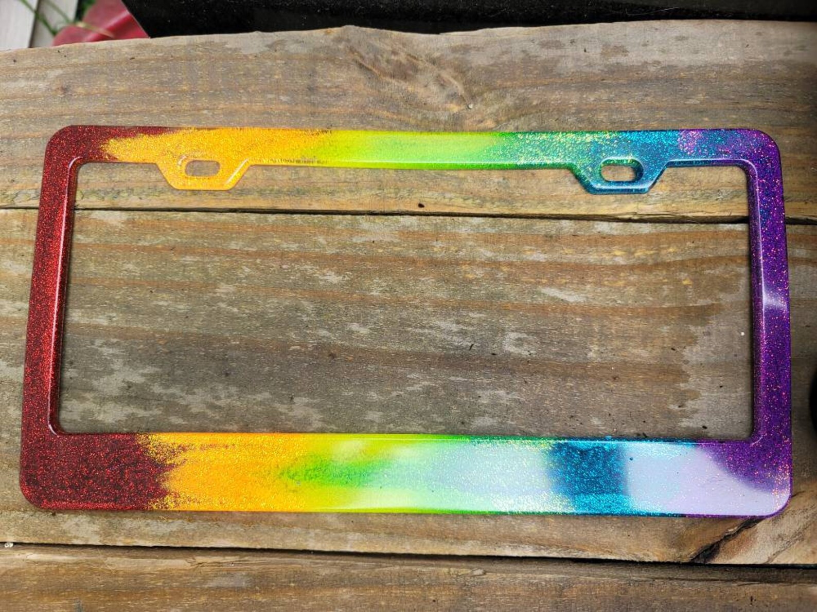 Rainbow license plate frame | Etsy