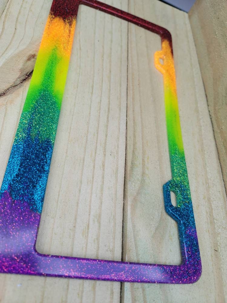 Rainbow license plate frame | Etsy