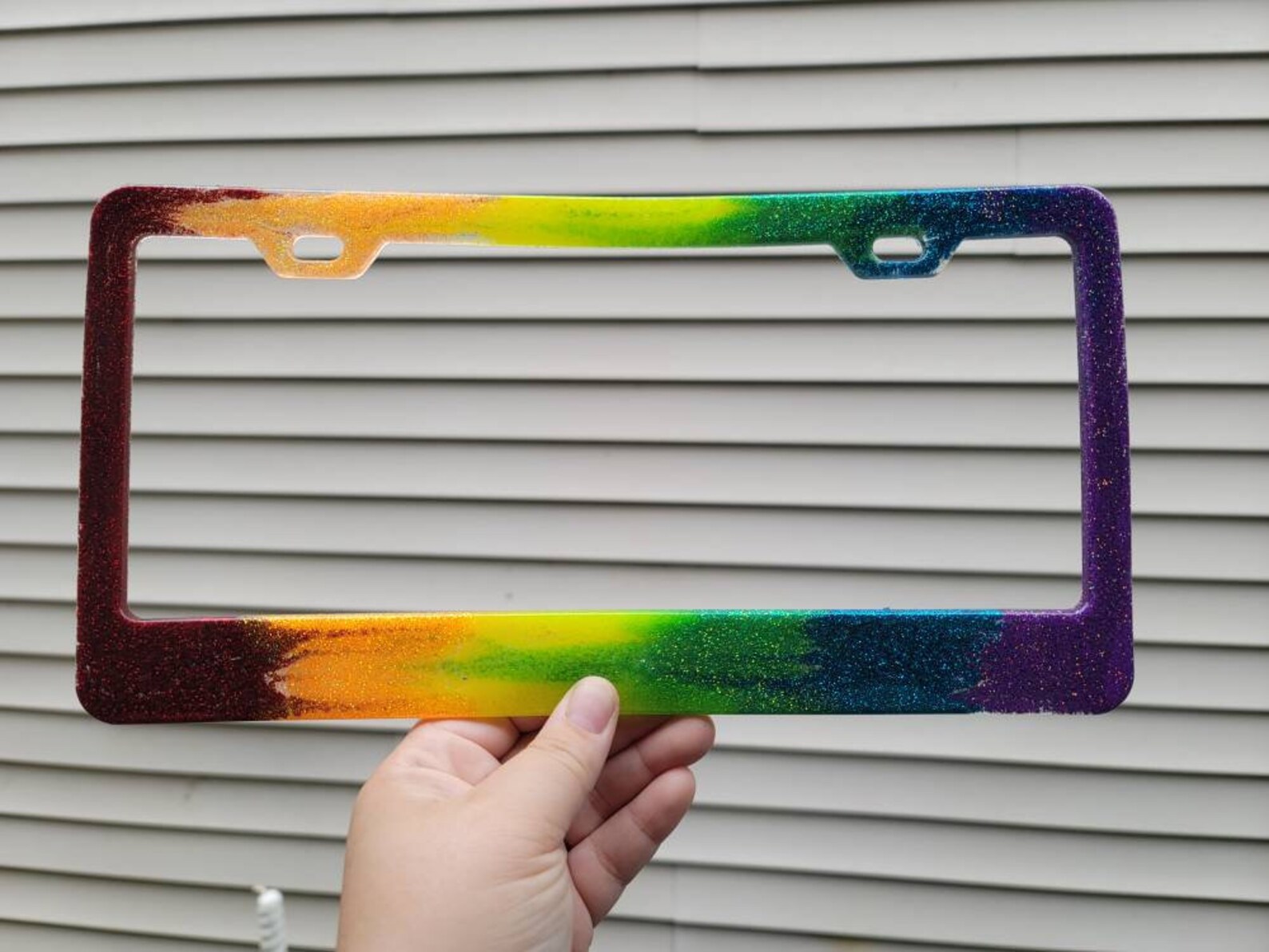 Rainbow license plate frame | Etsy
