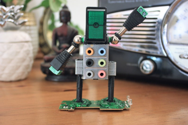 Computer Geek Recycled Robot - For Nerds and Sci-Fi lovers alike and made from up-cycled tech parts!