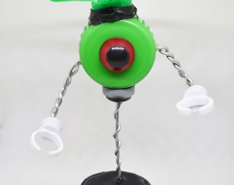 Recycled Tech Part Robot Sculpture Steampunk Desk Decor: Whirligig