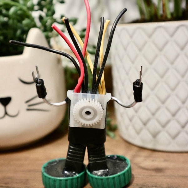 Computer Geek Robot sculpture - A perfect gift for nerds and sci-fi lovers alike made from recycled tech parts! Robot: Wires