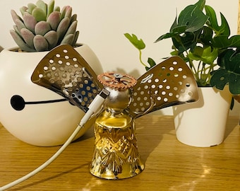 Handmade Recycled Bolt Robot Angel Steampunk Desk Mascot: Angel