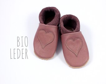 Bio Leder Krabbelschuhe minifußBio705, Hausschuhe für Kleinkinder, Babyschuhe aus weichem, pflanzlich gegerbtem Leder für süße Minifüßchen.