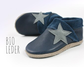 Organic leather crawling shoes minifußBio826 in size 20. Single pair of slippers for toddlers, baby shoes made of soft, vegetable-tanned leather.