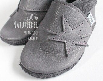 Organic leather crawling shoes minifußBio802 in size 18, single pair, slippers for toddlers, baby shoes made of vegetable tanned leather