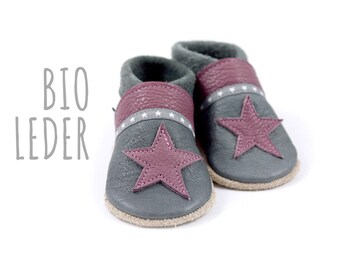 Organic leather crawling shoes minifußBio825 in size 18. Single pair of slippers for toddlers, baby shoes made of soft, vegetable tanned leather