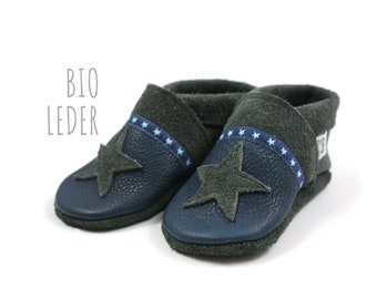 Bioleder Krabbelschuhe minifußBio855, Krabbelpuschen, Lederpuschen, Hausschuhe, Babyschuhe, Leder