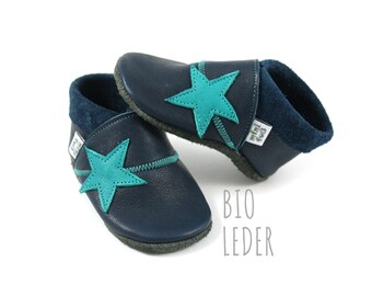 Organic leather crawling shoes minifußBio810 in size 18. Single pair of slippers for toddlers, baby shoes made of vegetable tanned leather