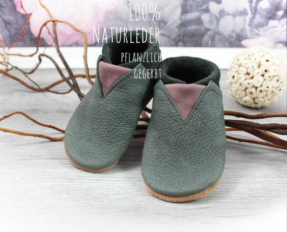 Organic leather crawling shoes minifußBio887, slippers for toddlers, baby  shoes made of soft, vegetable-tanned leather for sweet little