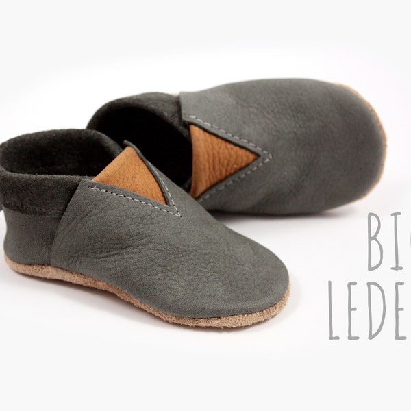 Bio Leder Krabbelschuhe minifußBio885, Hausschuhe für Kleinkinder, Babyschuhe aus weichem pflanzlich gegerbtem Leder für süße Minifüßchen.