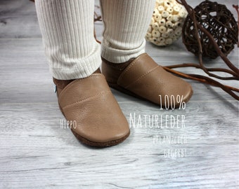 Organic leather crawling shoes minifußBio710, size 19, single pair, simple slippers for toddlers, baby shoes made of vegetable-tanned leather.