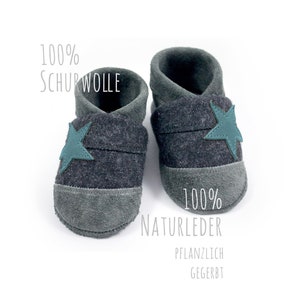 Organic leather crawling shoes minifußBio850, slippers for toddlers, baby shoes made of vegetable-tanned leather and 100% virgin wool felt