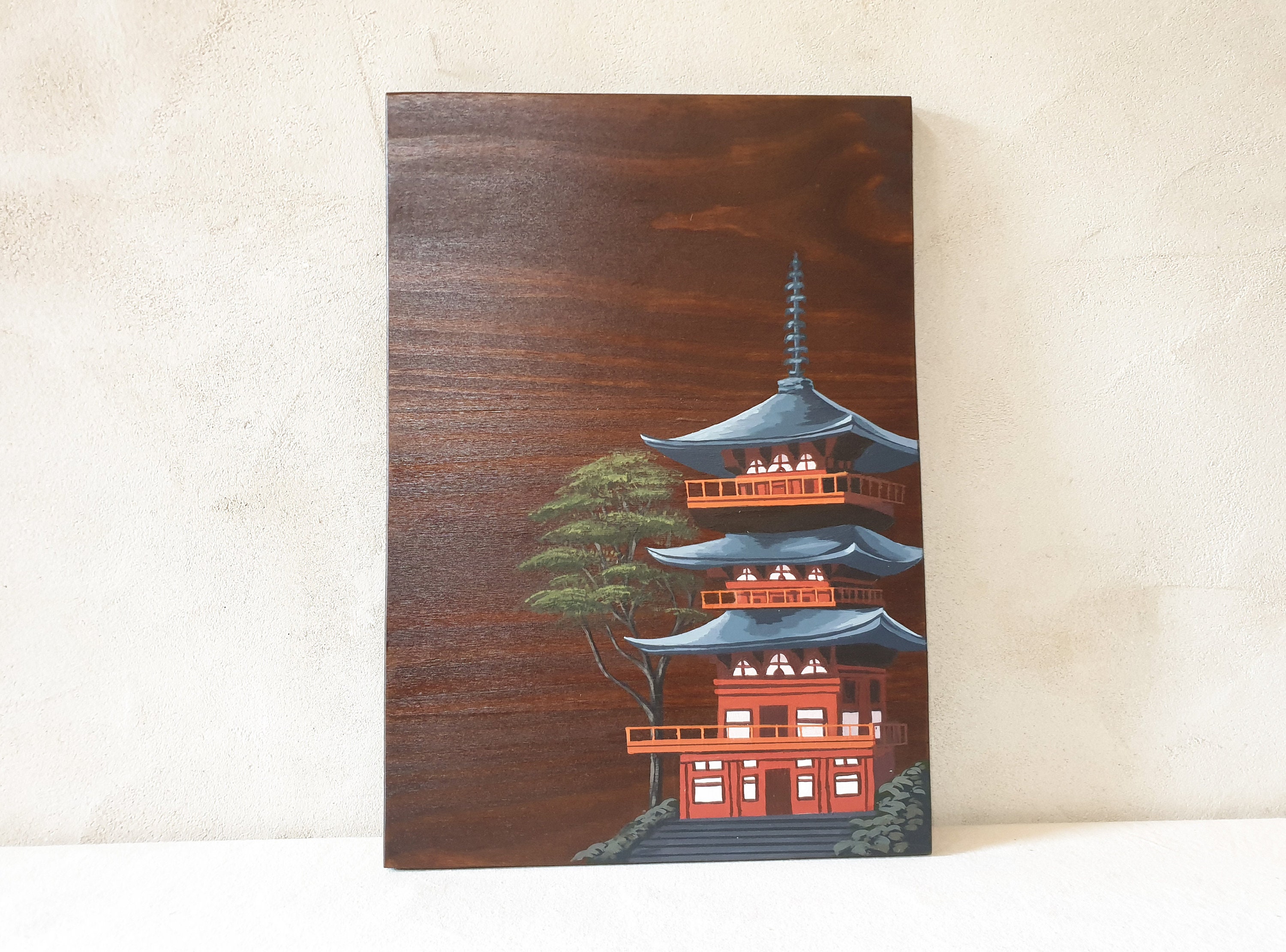 Wall art set of 3 Japanese Wood art living room wall art Etsy