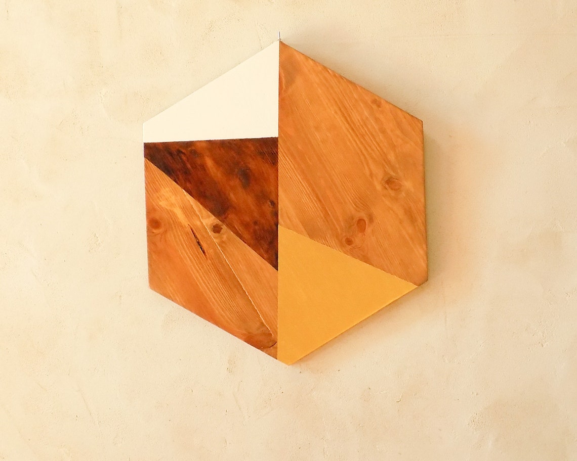 Geometric wood wall art above bed abstract wood wall art set Etsy