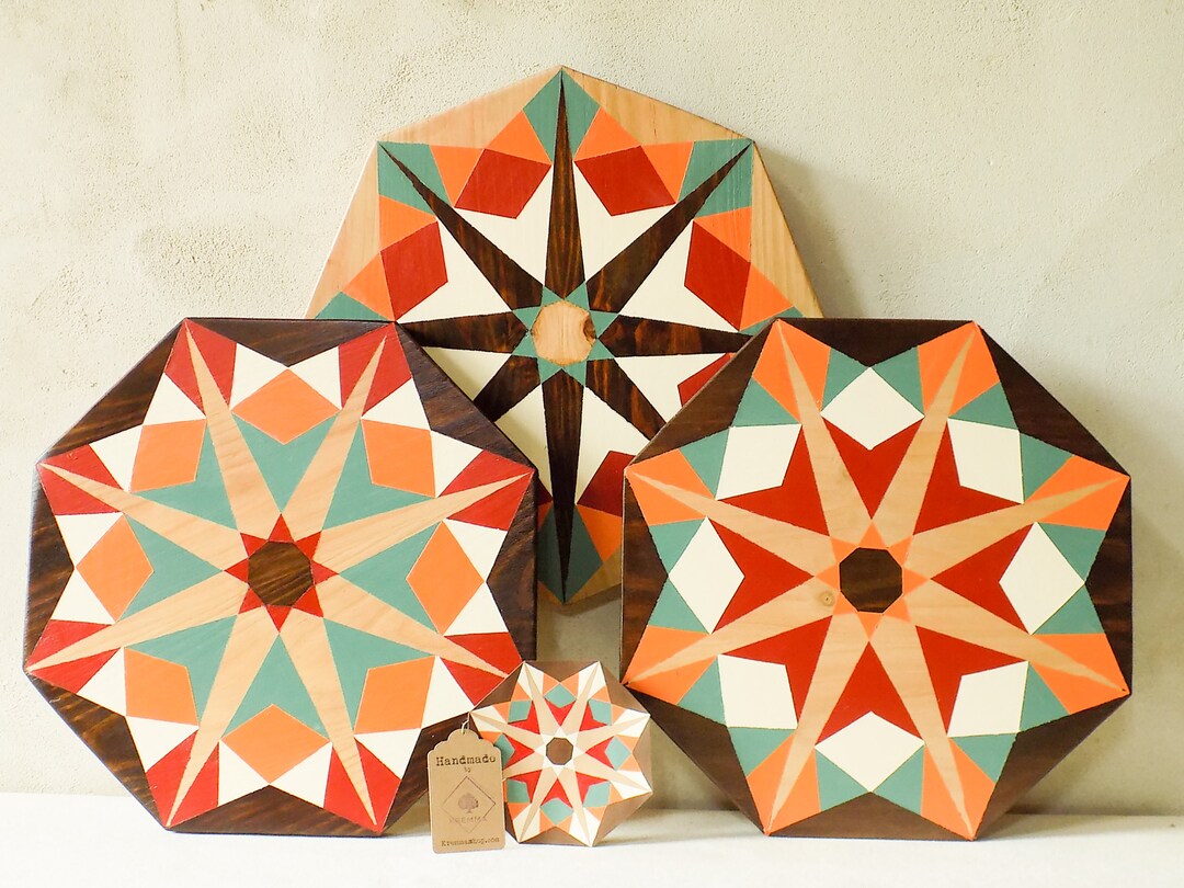 Geometric Wall Art Colorful Wood Wall Decor Set of 3 Etsy