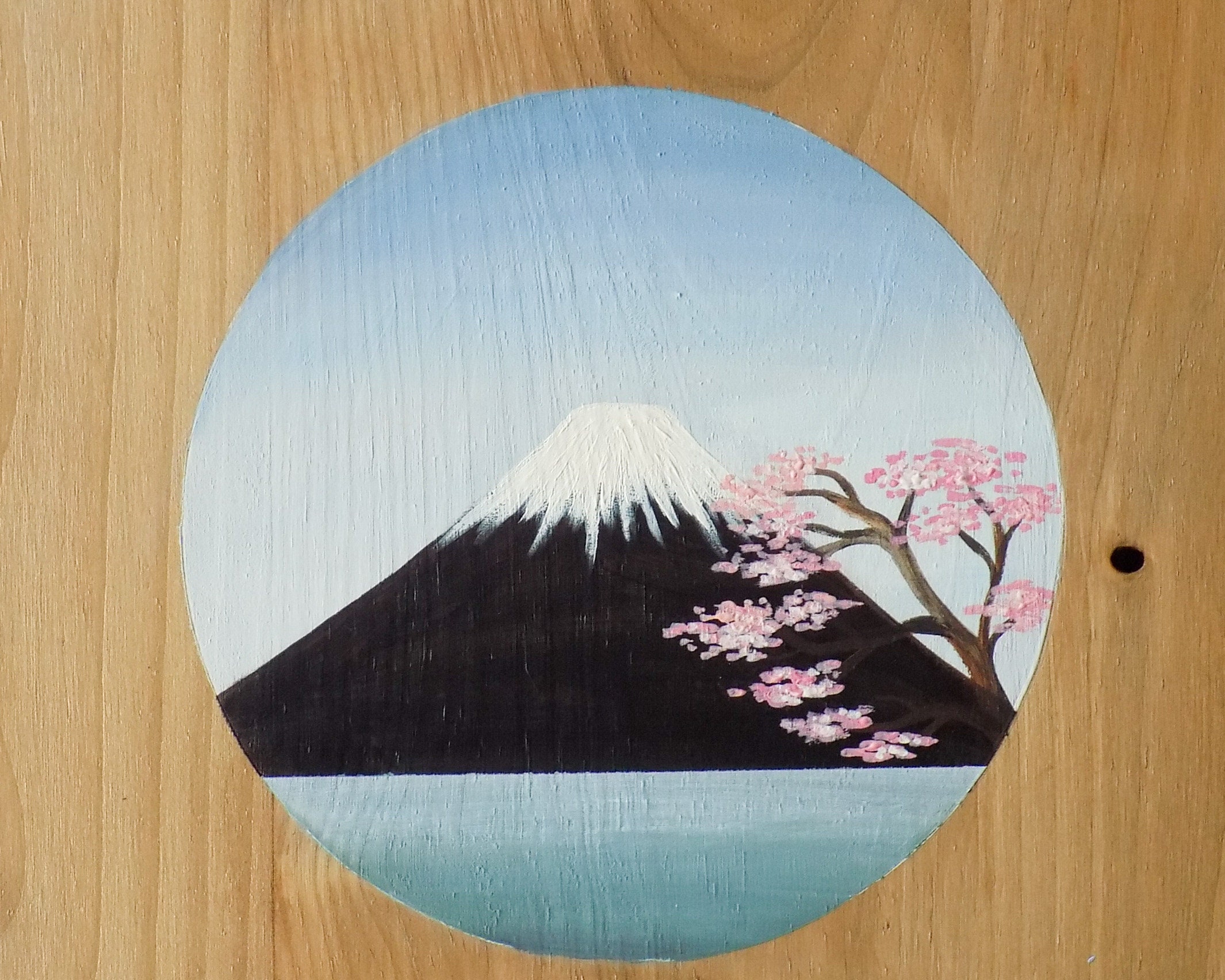 Japanese wood painting painting on wood Japanese wall art Etsy