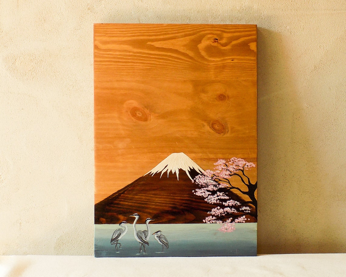 Wall art set of 3 Japanese Wood art living room wall art Etsy