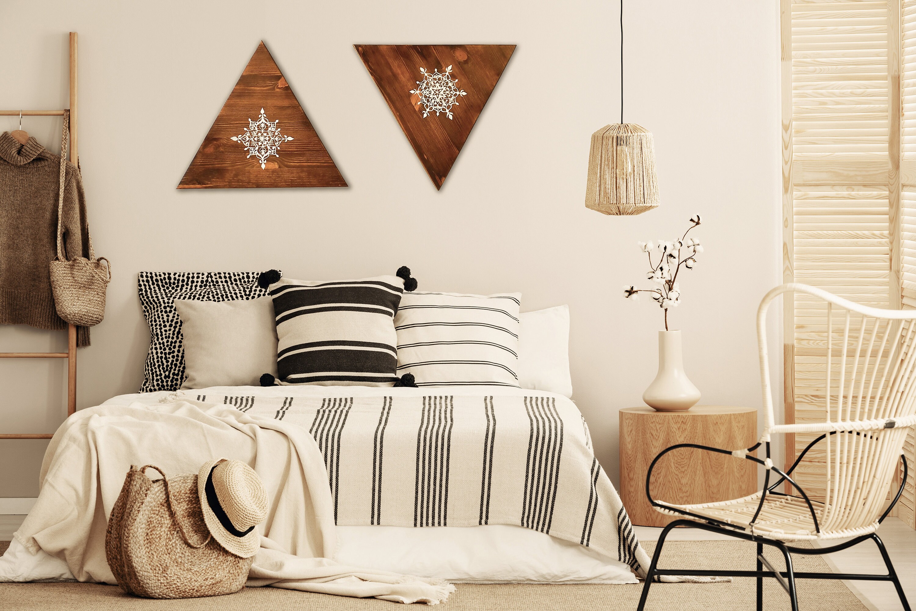 Home Décor Wall Décor triangle wall art Boho decor Engraved Celestial