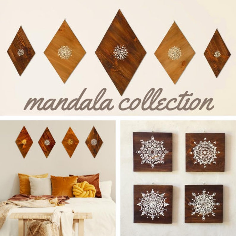 Wall Decor Boho Large Wood Wall Art Set Boho Home Decor Etsy