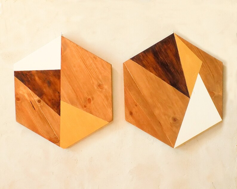 Geometric Wood Wall Art Above Bed Abstract Wall Art Set 2 Etsy